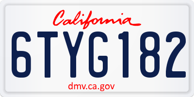 CA license plate 6TYG182