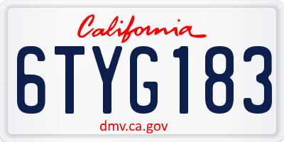 CA license plate 6TYG183