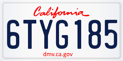 CA license plate 6TYG185