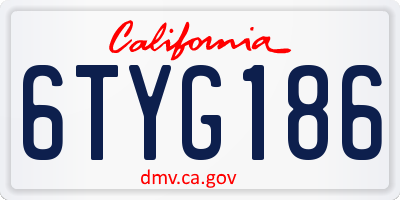 CA license plate 6TYG186