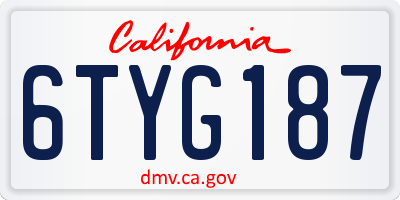 CA license plate 6TYG187