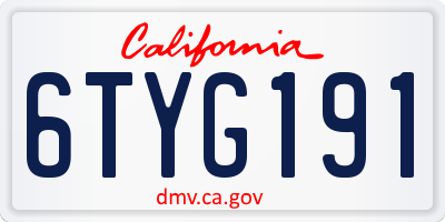 CA license plate 6TYG191