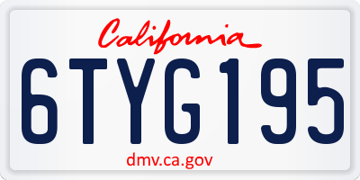 CA license plate 6TYG195