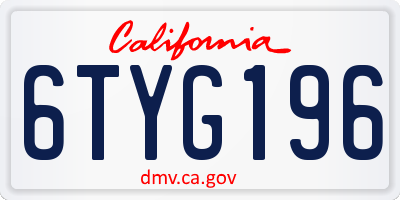 CA license plate 6TYG196