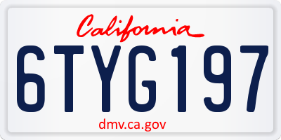 CA license plate 6TYG197