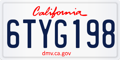 CA license plate 6TYG198