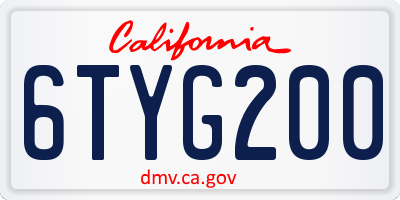 CA license plate 6TYG200