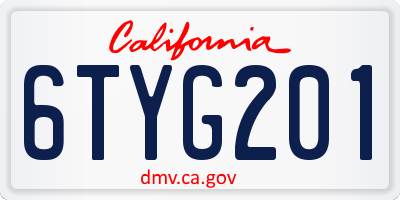 CA license plate 6TYG201