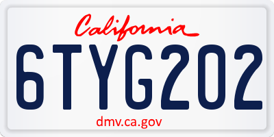 CA license plate 6TYG202