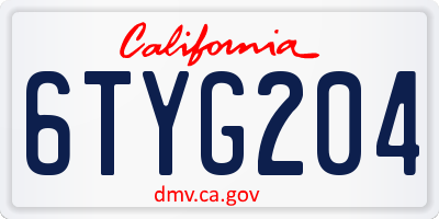 CA license plate 6TYG204