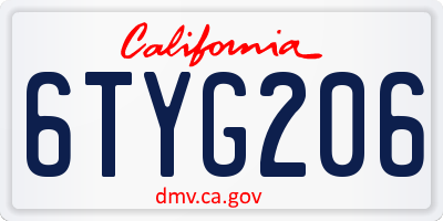 CA license plate 6TYG206