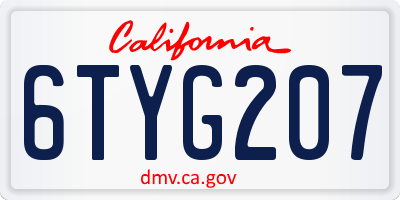 CA license plate 6TYG207