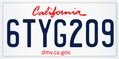 CA license plate 6TYG209