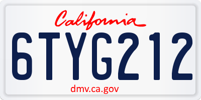 CA license plate 6TYG212