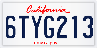 CA license plate 6TYG213