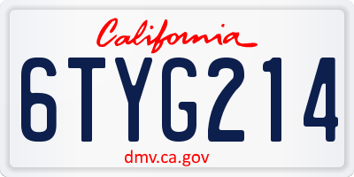 CA license plate 6TYG214