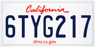 CA license plate 6TYG217