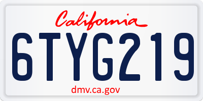 CA license plate 6TYG219