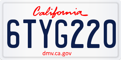 CA license plate 6TYG220