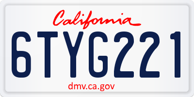 CA license plate 6TYG221