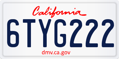 CA license plate 6TYG222