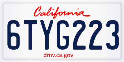 CA license plate 6TYG223