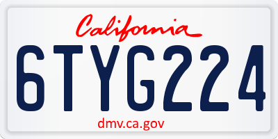 CA license plate 6TYG224