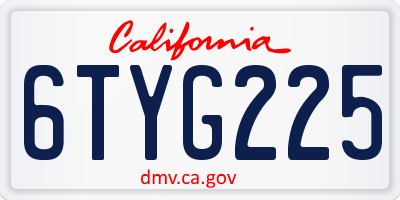 CA license plate 6TYG225