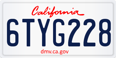 CA license plate 6TYG228