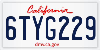 CA license plate 6TYG229