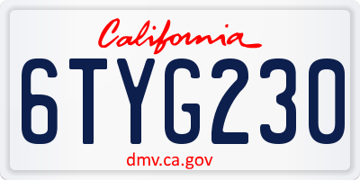 CA license plate 6TYG230
