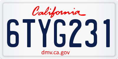 CA license plate 6TYG231