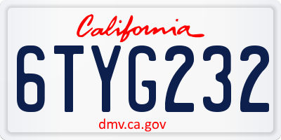 CA license plate 6TYG232