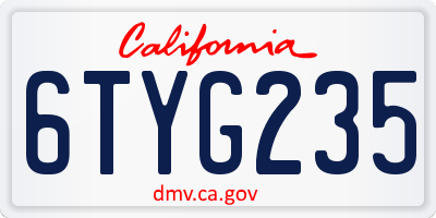 CA license plate 6TYG235