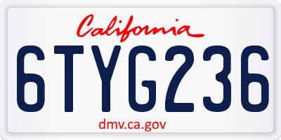 CA license plate 6TYG236