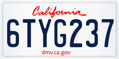 CA license plate 6TYG237