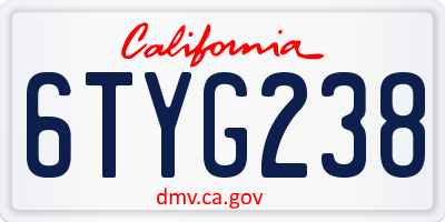 CA license plate 6TYG238