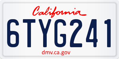 CA license plate 6TYG241