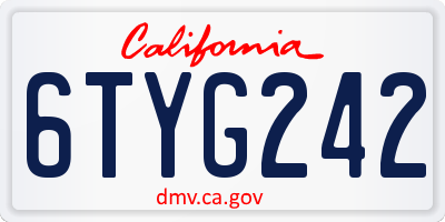 CA license plate 6TYG242