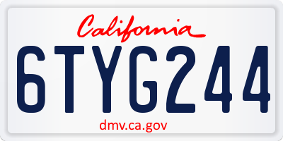 CA license plate 6TYG244