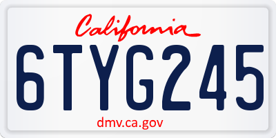 CA license plate 6TYG245