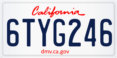 CA license plate 6TYG246