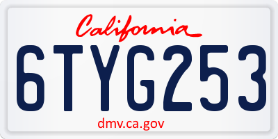 CA license plate 6TYG253