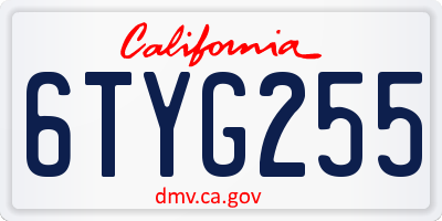 CA license plate 6TYG255