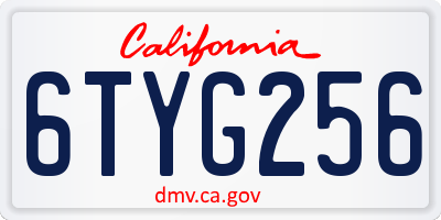 CA license plate 6TYG256