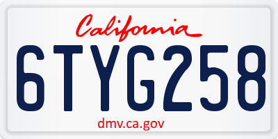 CA license plate 6TYG258