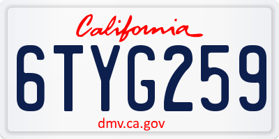 CA license plate 6TYG259