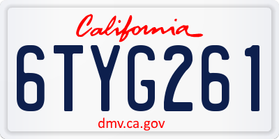 CA license plate 6TYG261