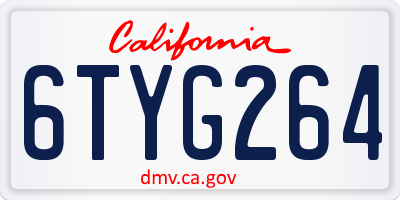 CA license plate 6TYG264