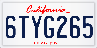 CA license plate 6TYG265
